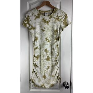 PINK Victoria's Secret Ruched Side Mini T-Shirt Dress Green Tie Dye Women's S
